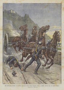 Deux artilleurs victimes de quatre chevaux en fuite sur les collines le long de la rive droite du Pô, près de Turin